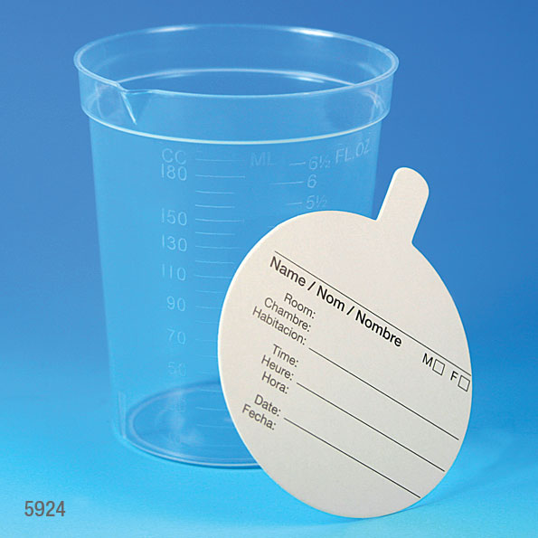 Globe Scientific Specimen Container, 6.5oz, Paper Lid Included in Each Pack, Pour Spout, PP, Graduated, 25/Pack, 20 Packs/Unit Image